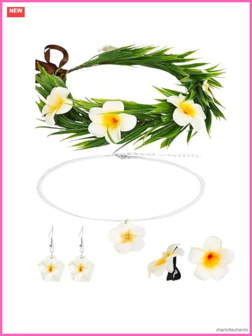 Hawaiian Flower Crown Set Tropical Floral Headband Costume Accessories